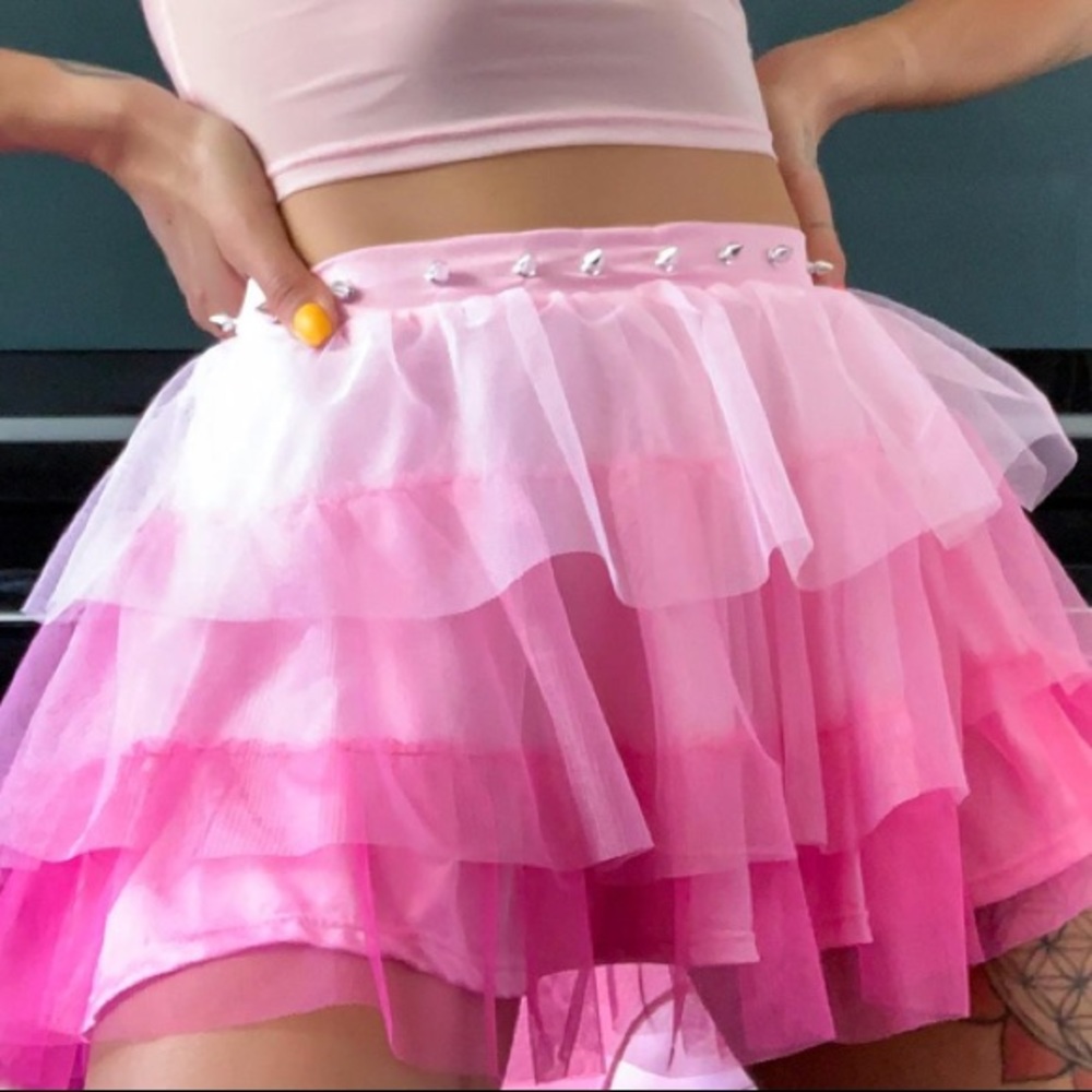 Dolls Kill Sugar Thrillz Pink Ruffle Skirt 3X